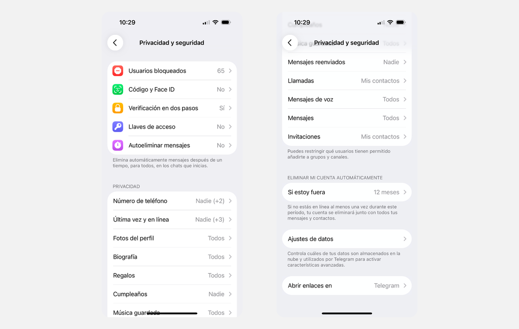 Telegram ofrece muchas opciones para controlar tu privacidad