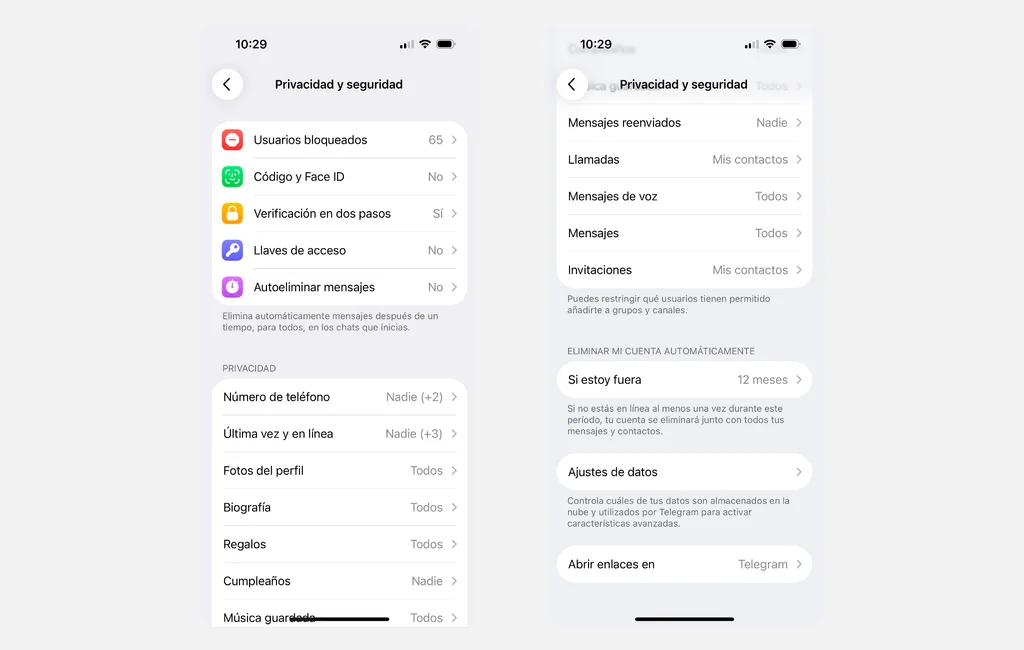 Telegram ofrece muchas opciones para controlar tu privacidad