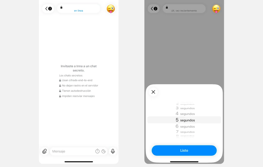 Ejemplo de un chat secreto de Telegram