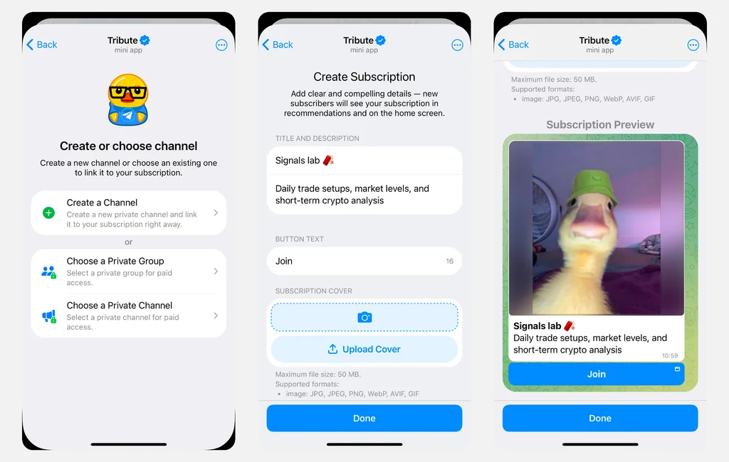 How to create a paid crypto Telegram channel with Tribute