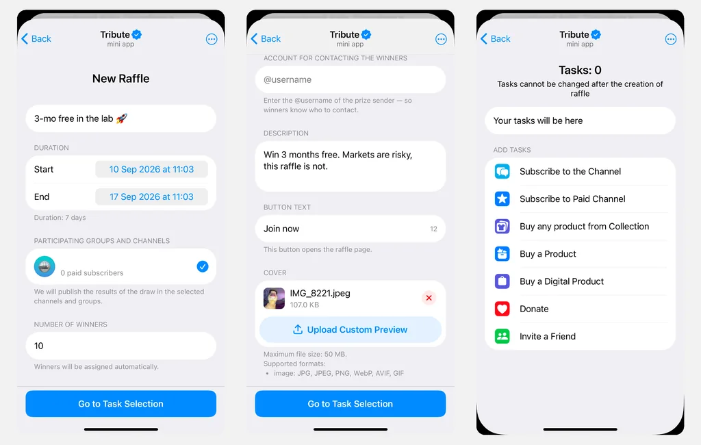 How to run a raffle on Telegram with Tribute