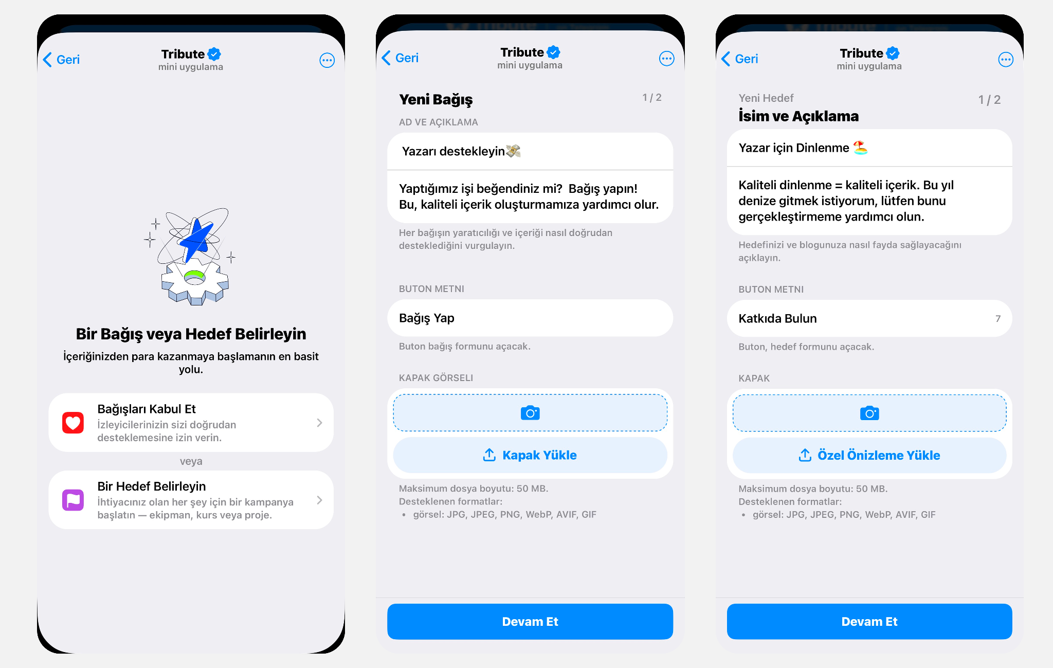 Tribute botu ile Telegram’da bağış ve destek hedefi oluşturma adımları
