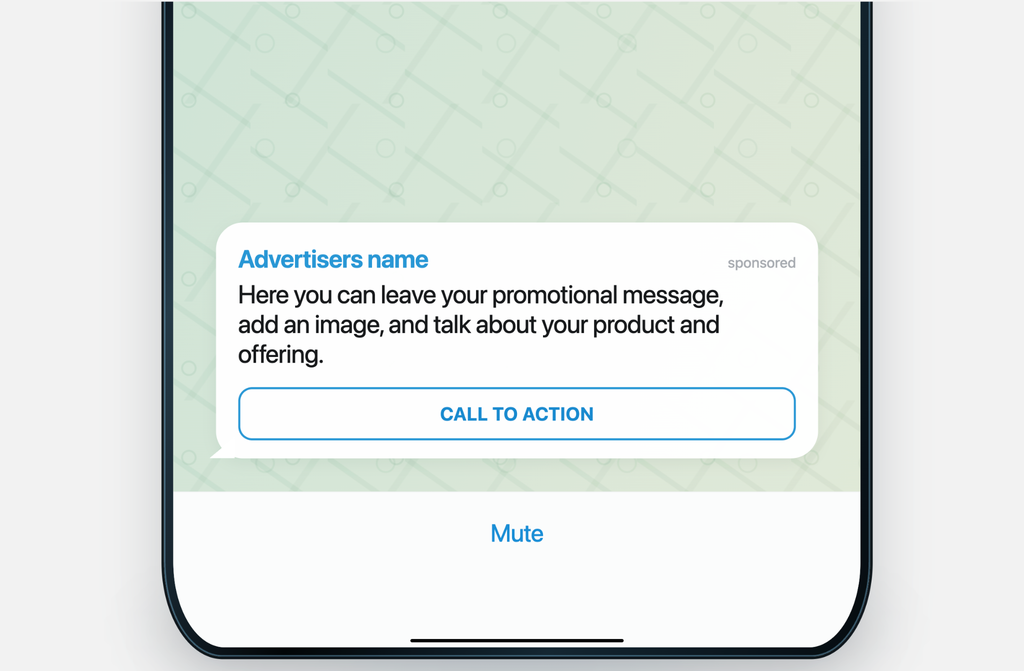 Telegram ad mockup
