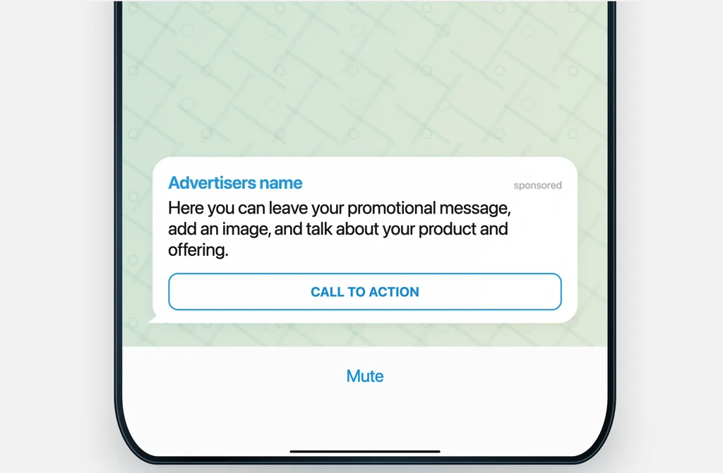 Telegram ad mockup
