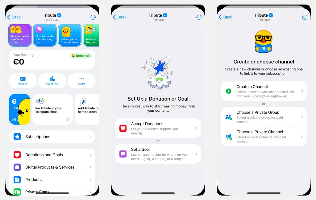 Tribute is a Telegram-native monetization platform