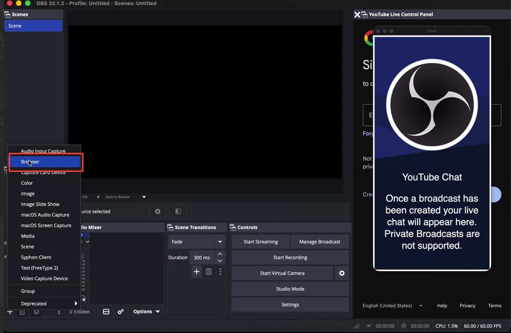 How to add a new source to OBS