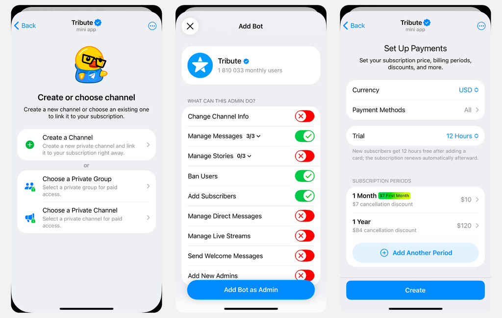 How to add Tribute payment bot to your channel
