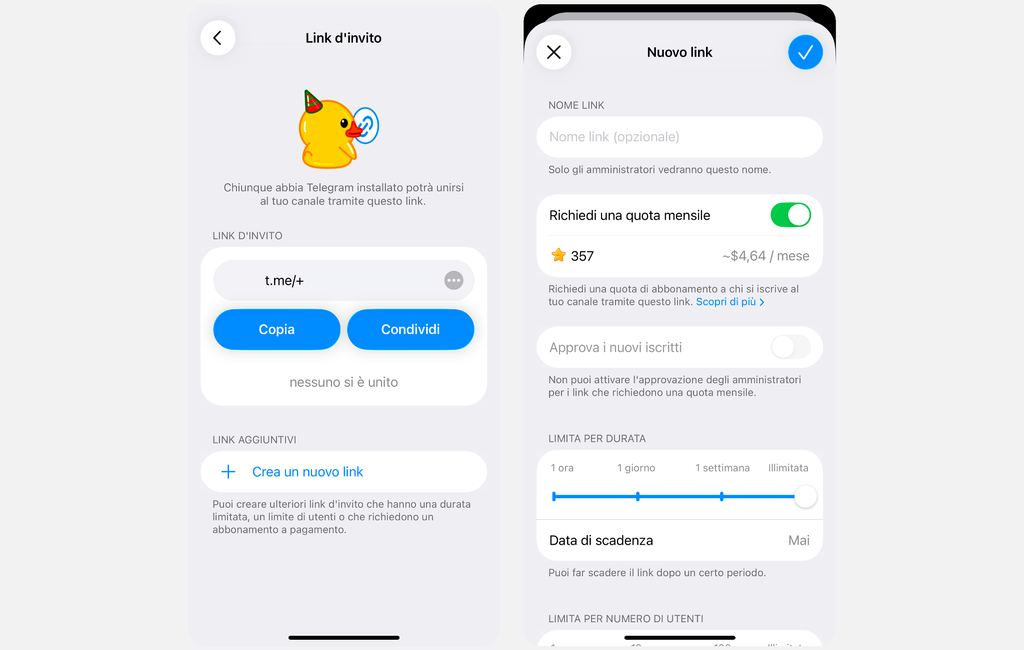 Come creare un abbonamento mensile con le Stelle di Telegram