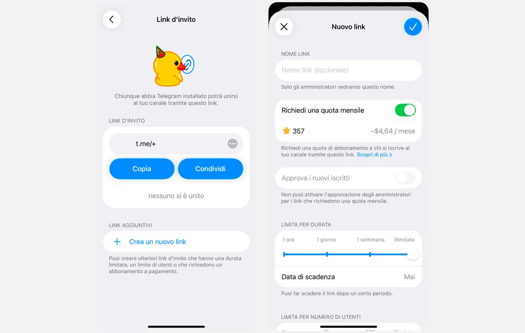 Come creare un abbonamento mensile con le Stelle di Telegram