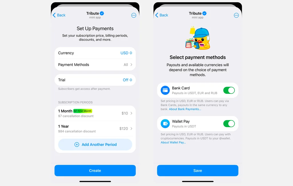 How to accept crypto payments on Telegram with Tribute