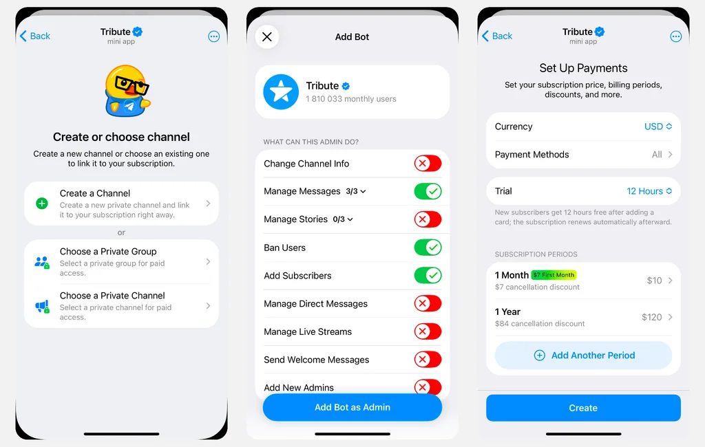 How to add Tribute payment bot to your channel