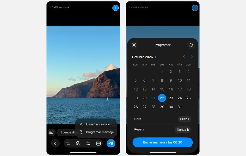 Programar mensajes en Telegram