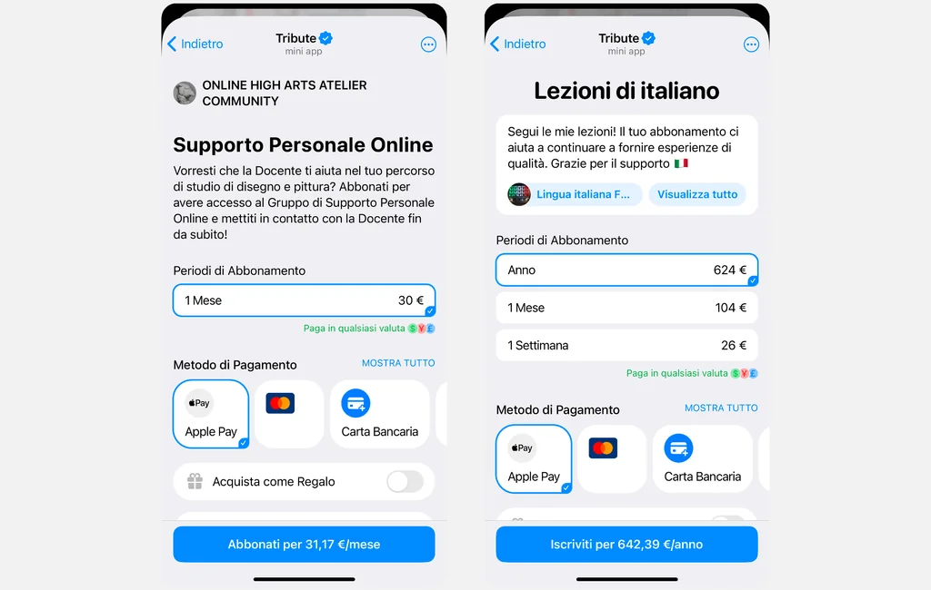 Esempi di canali Telegram a pagamento dedicati alla formazione